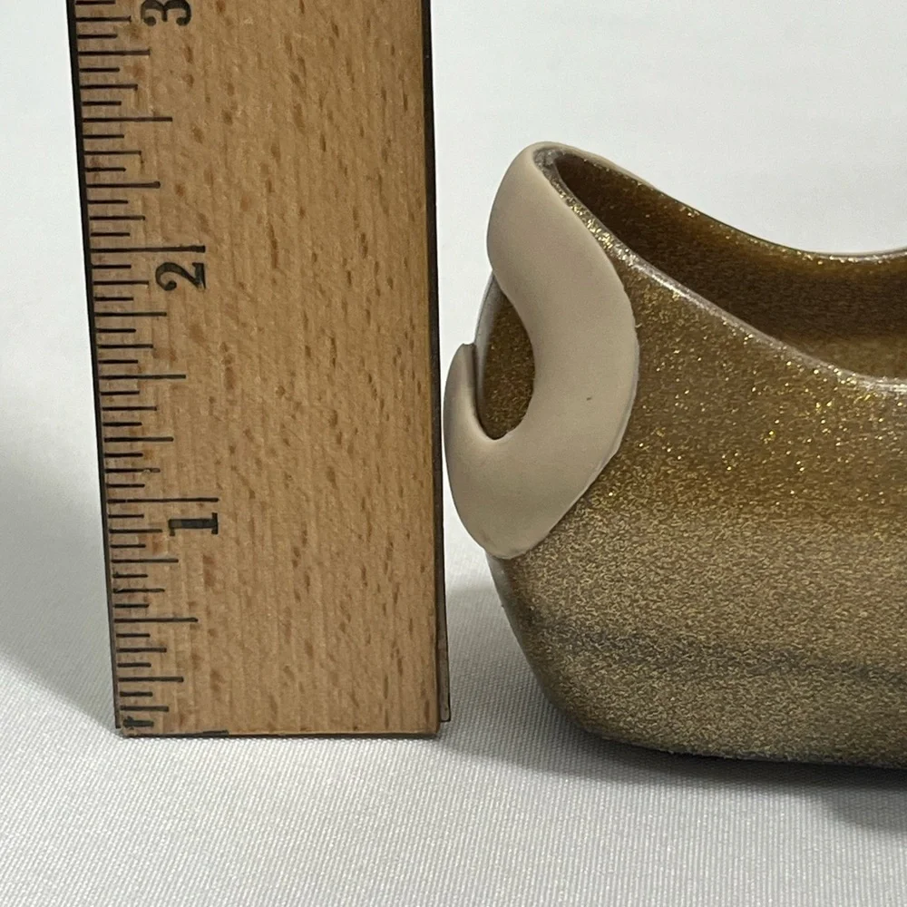 Mini Melissa Gold and Cream Cat Mary Jane Dress Shoes Toddler Size 7